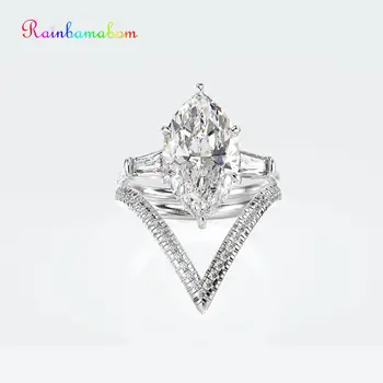 

Rainbamabom Vintage 925 Sterling Silver Mariquesa Created Moissanite Gemstone Wedding Engagement Couple Ring Jewelry Wholesale