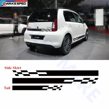 

Racing Lattice Styling Side Skirt Strip Car Door Tail Decor Decals Sport Style Auto KK Sticker Fit On 3-5 Door For Skoda Citigo