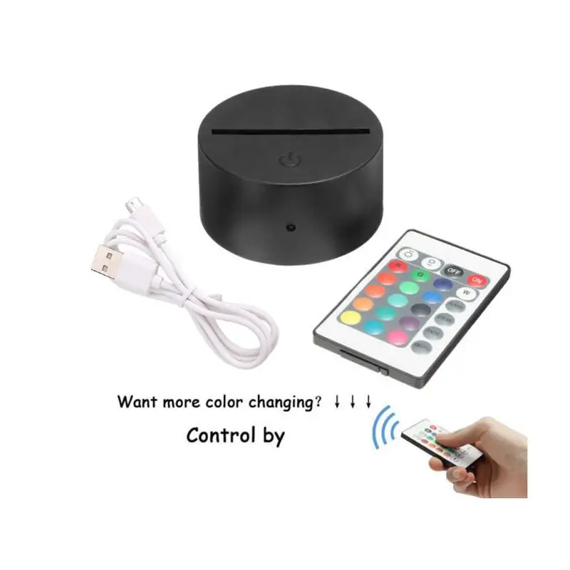 

7 Color Colorful Light Bases Table Decor Holder USB Cable Touch 3D LED Light Holder Lamp Base For 3D LED Night Light Replacement