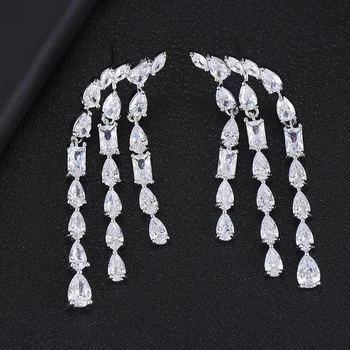 

GODKI Luxury Tassels Long Dangle Earrings For Women Wedding Cubic Zircon Crystal CZ Dubai Bridal Earrings Fashion Jewelry 2019