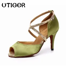 Женские латинский бальный танец обувь атласная Сальса Танцевальная обувь высокий каблук 5 см 6 см 8 см Женская танцевальная обувь