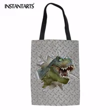 INSTANTARTS экологичный Холст Сумка Прохладный Dinasour ситец большой-Ёмкость складная сумка прочная ткань чехол