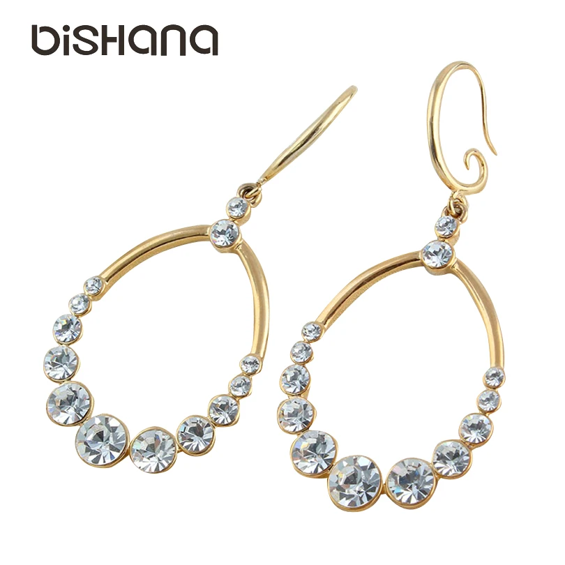 

Fashion Opal Luxurious Crystal Drop For Women plated to party large gold Drop Earrings(AE0165)