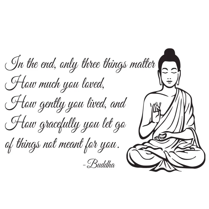 Meditating Buddha Wall Decals Quote Home Interior Design Art Word Writting Mural Yoga Bedroom Art Mural Decoration