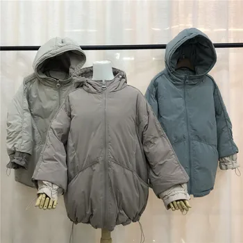 

WSYORE Lotus Long Sleeve Down Jacket Coat Female 2019 New Winter Loose Casual Hooded Solid Color White Duck Down Jacket NS1245