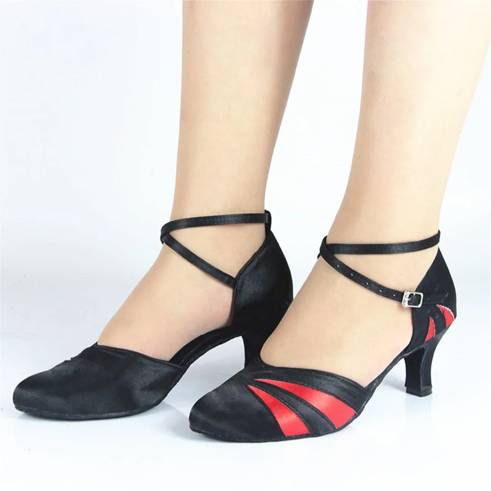 Salsa обувь для женщин сатин Материал Доры Цвет Туфли для латинских танцев для дам каблук 6/7/7.5/8.5 см могут быть настроены JYG866