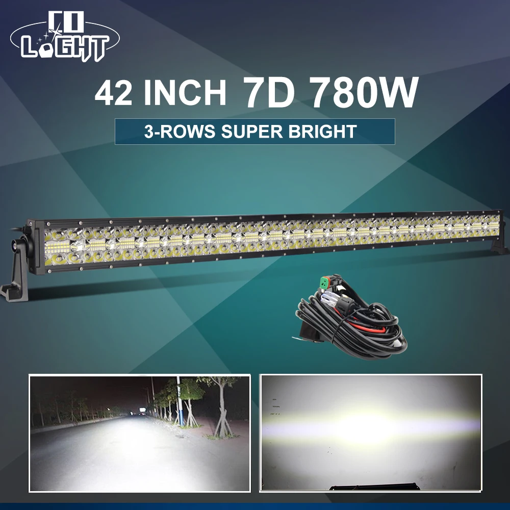 

CO LIGHT Led Light Bar Car 42 inch 780W LED Work Lights 12V 24V 3 Row Combo for Boat SUV ATV Jeep Trucks Offroad Driving Led Bar