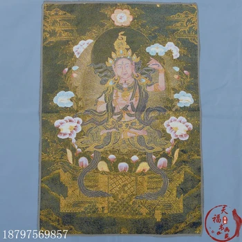

christmas Tangkazangka brocade silk painting embroidery Tibetan Buddhism avatar avatar three eyes lotus Guanyin Buddha halloween