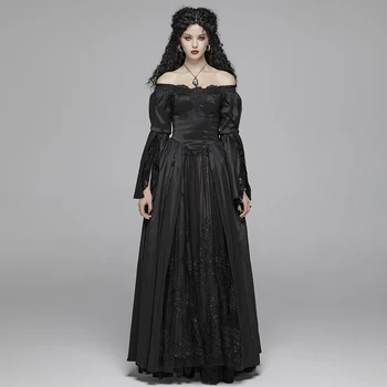 

PUNK RAVE Women's Gothic Victorian Gorgeous Dress Off Shoulder Floral Lace Evening Party Stage Performance Elegant Dress