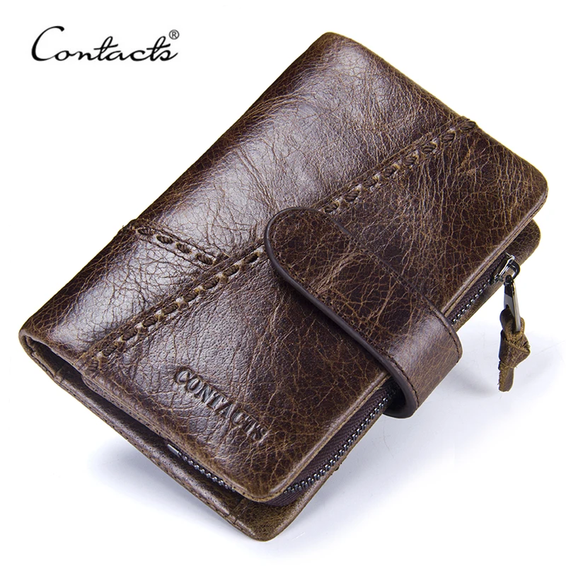 CONTACT S Casual Men s Genuine Leather Short font b Wallet b font Hasp Design font