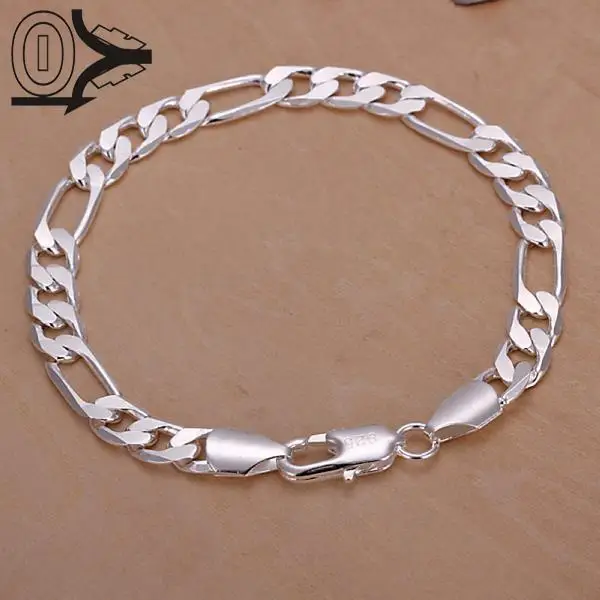 

Wholesale Silver Plated Bracelet,Wedding Jewelry Accessories,Fashion Silver Men's 8M Flat Three a Bracelets Bangle
