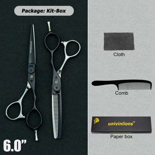 5.5/6" black gold barber hair scissors hairdressing scissors professional hair scisor barber supplies shears gift japan haircut - Color: 6025HY60KIT