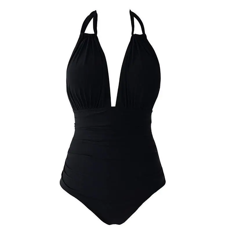 Swimwear 2018 Sexy One Piece Swimsuit Female Solid Women Plus Size Swimwear Black Backless Brazilian May Bather Monokini XXL    5-800x800
