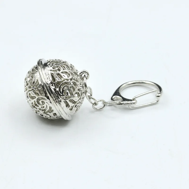 

Silver Color Lovely Bells Key Chains Environmental Protection Alloy Hollow Toy Keychain For Women Girl Gift Purse Charm Pendant