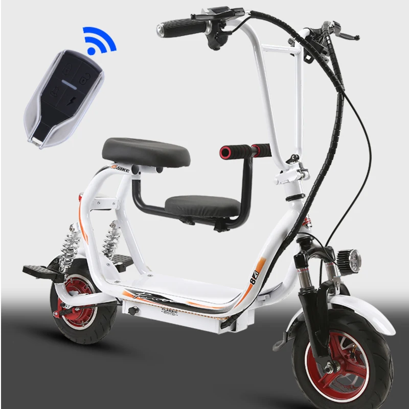 Discount New 48V Harley electric scooter small scooter wide tire motorcycle two-seat mini parent-child electric bicycle 2