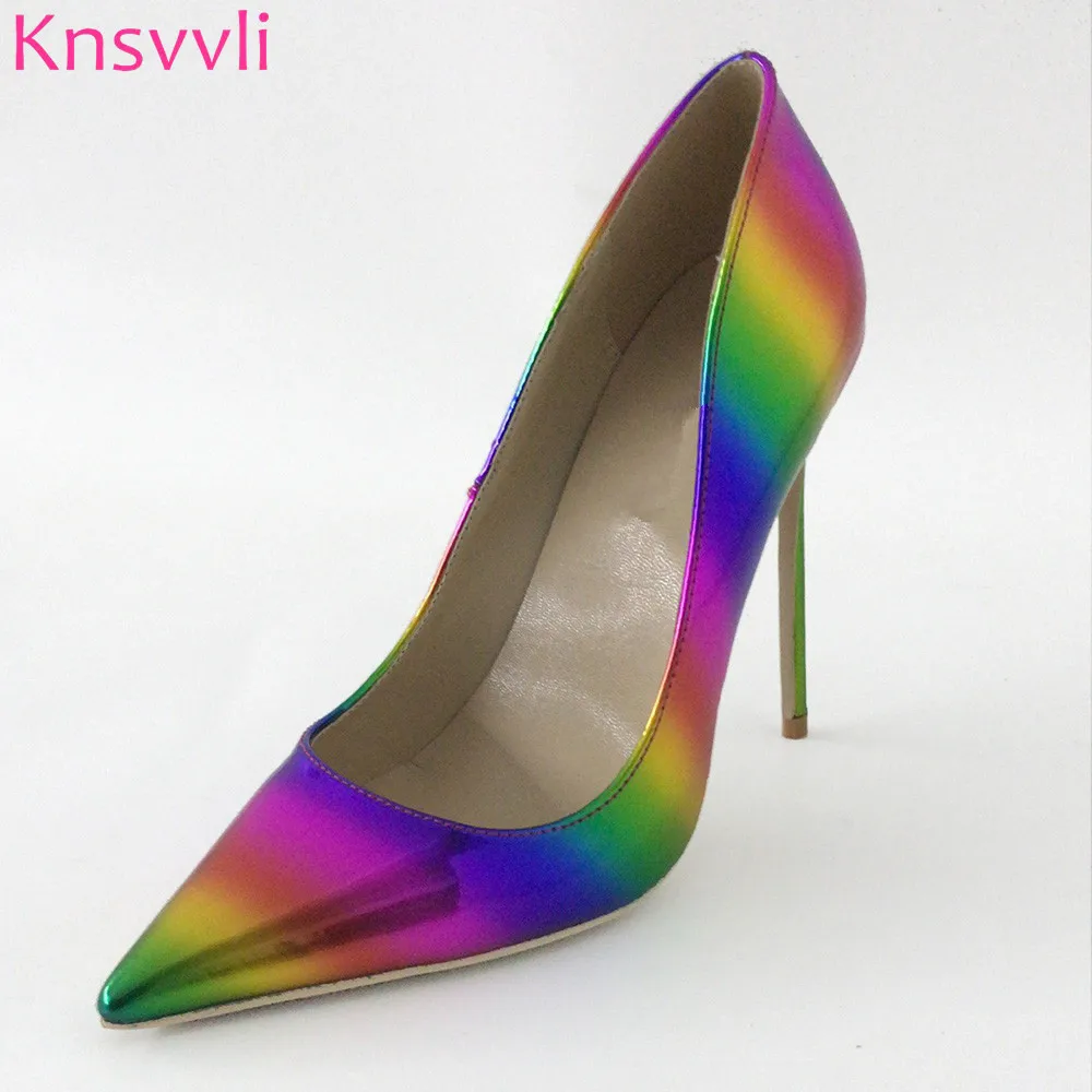 

Knsvvli Seven Colors Sexy High Heel Shoes Spring Beautiful Colour Pointed Toe Shallow Mouth Fashion Stiletto Women's Shoes