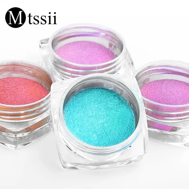

Mtssii 1Box 14Colors Chameleon Mirror Magic Powder Nail Glitter Holographic Gradient Dazzling Pigment Nail Dust Decoration