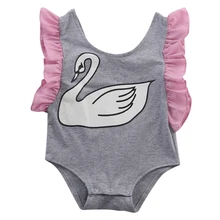 Infant Toddler Baby Girl Bodysuits Swan Fairy Tale Jumper Jumpsuit Outfit new fashion