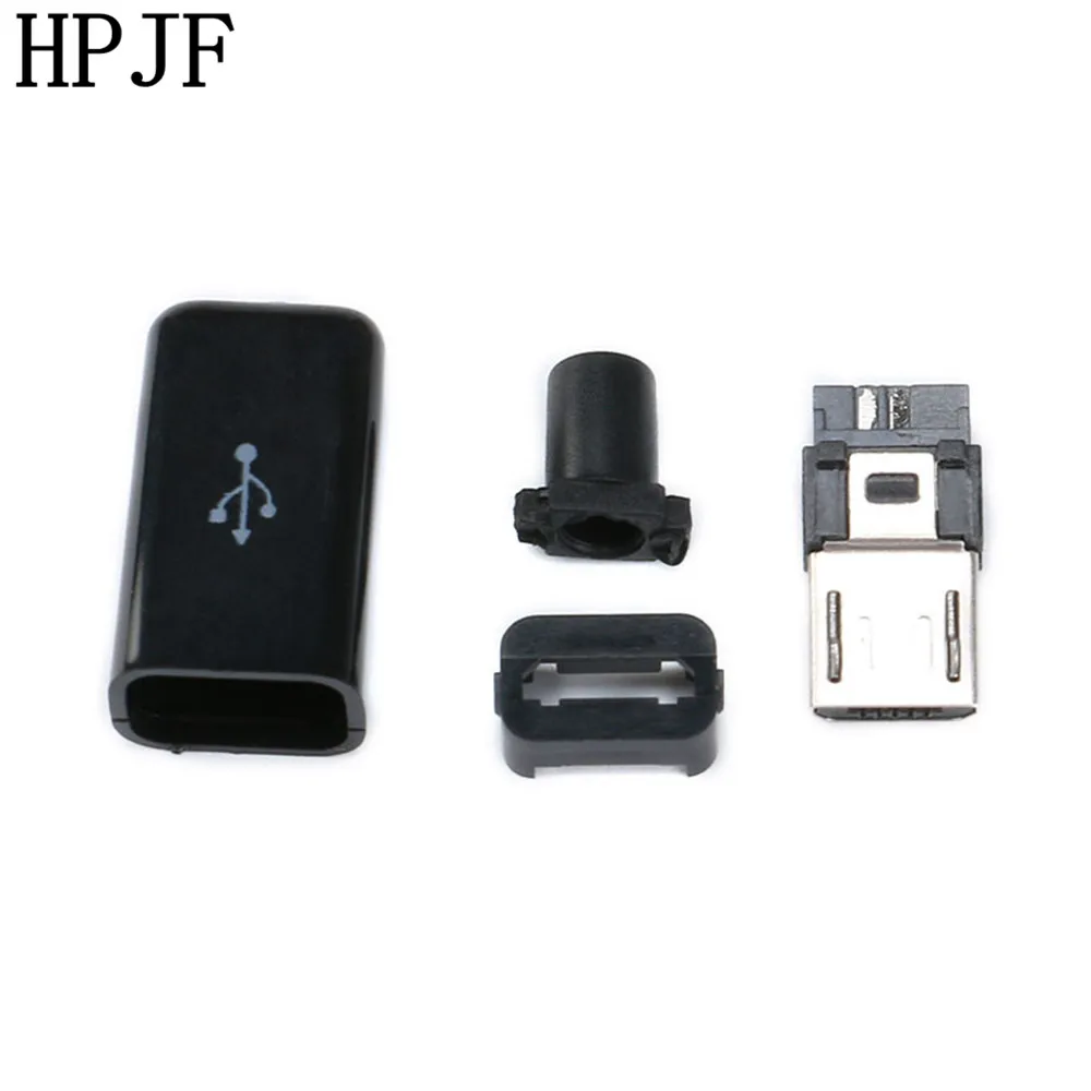10 шт. DIY Micro USB 2,0 штекерные разъемы комплект с покрытием Черный Белый 5 P линии передачи данных Аксессуары Интерфейс 4/3 в сварки 5 PIN - Цвет: Micro USB Black