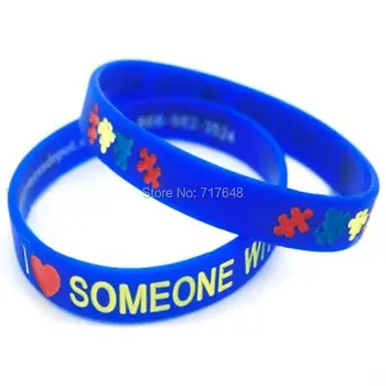 

300pcs Medical alert I Love Someone with Autism wristband silicone bracelets free shipping by FEDEX
