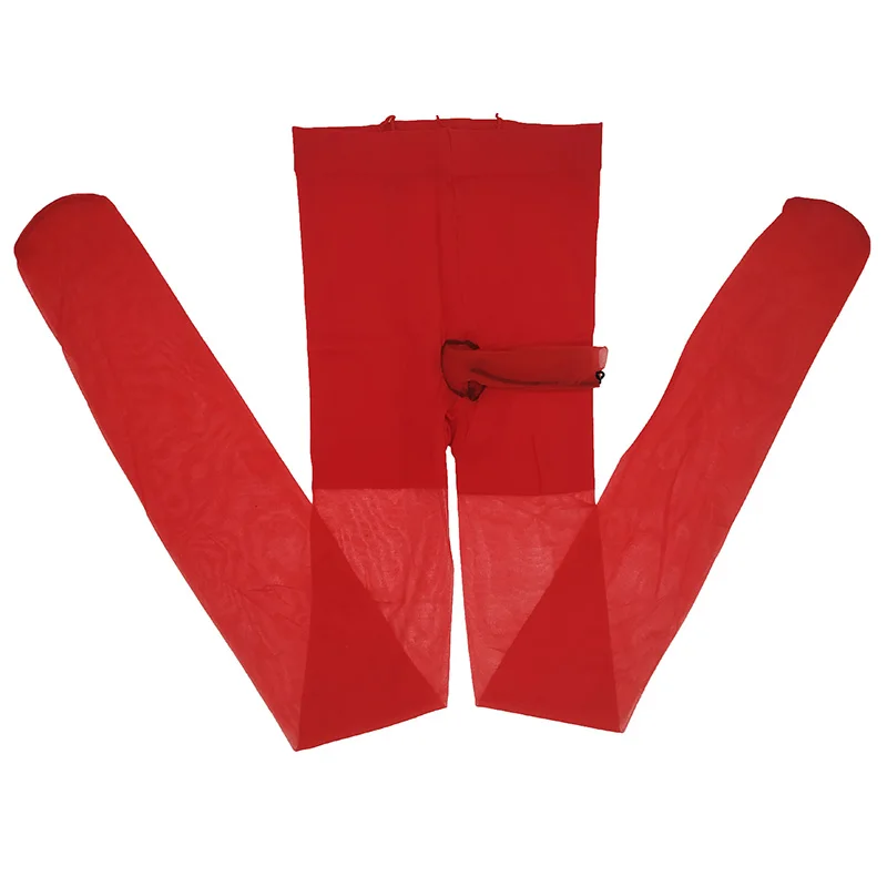 Мужские Сексуальные Открытые колготки с мешочком для пениса, Колготки с презервативом, женские колготки, фетиш, Collant Femme Fantaisie Medias Sheer Calzas - Цвет: Красный
