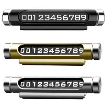 

Car Luminous Parking Number Plate Sticker Hidden Phone Number 3D Mobile Auto Rotary Plates Interior Accessories
