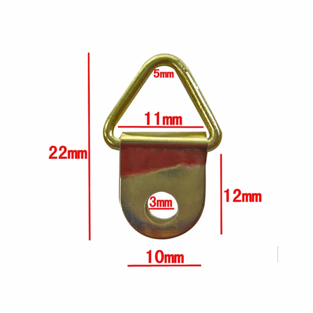 100 шт. золотой треугольник d-кольцо подвесное изображение масло шаблон для рукоделия рамочные крючки вешалки с 100 винтами 10x20 мм/0,79x0,39 дюймов