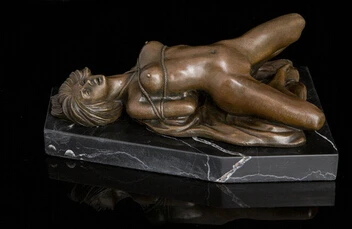 

Art Deco escultura Sexy bela mulher nua de Bronze QQ Crafts Home Furnishing Arts pure copper