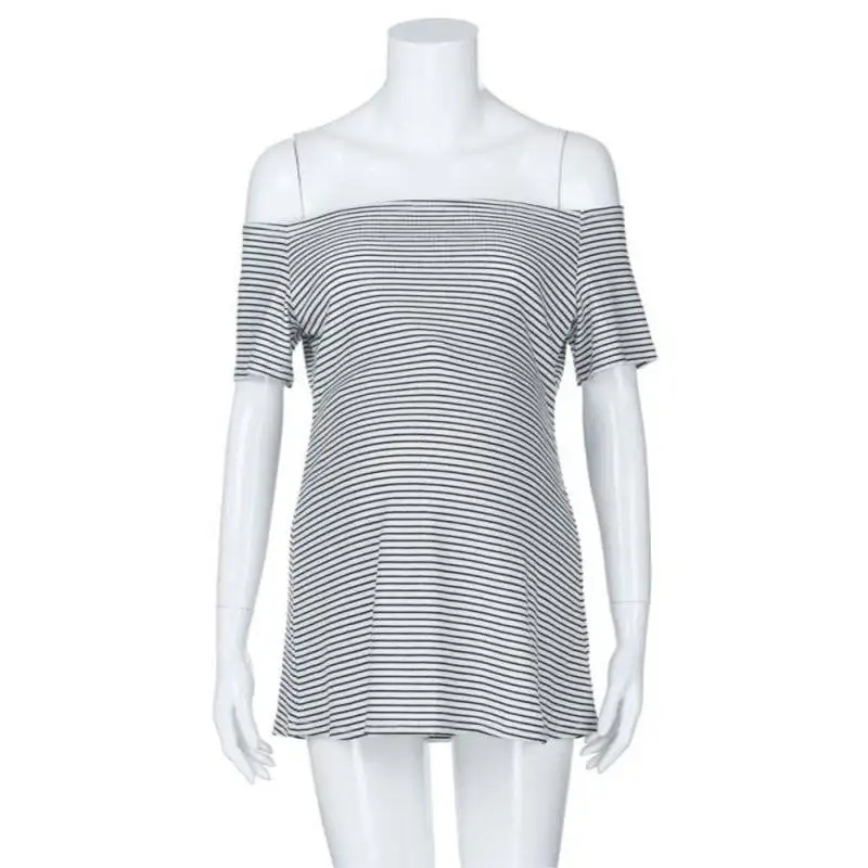 

Maternity Slash Neck Striped Tops Maternity Clothes Breastfeeding Clothes Nursing Top Women Casual Tee Tops Short Sleeve T-shirt