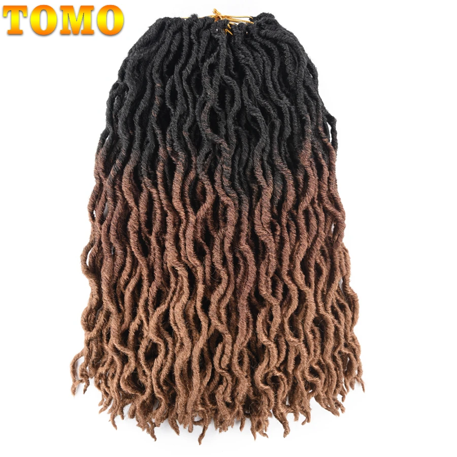 

TOMO Faux Locs Curly Crochet Hair for Kids 24Strands Ombre Blond Crochet Braids 18Inch Synthetic Braiding Hair