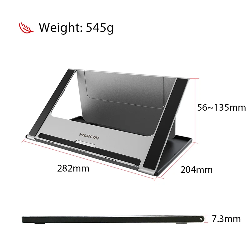 Huion ST-200 그래픽 모니터용 금속 접이식 브래킷, 조절식 다각도 스탠드, 15.6 인치