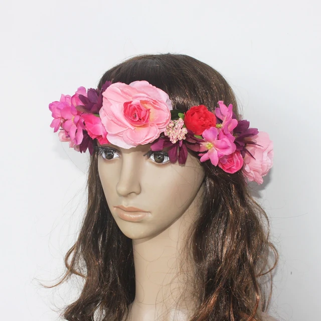Women S Artificial Flower Wreath Headpiece Crown Fl Women S Artificial Flower Wreath Headpiece Crown Fl Garland For Wedding Bridal Deco And Hair Accessories