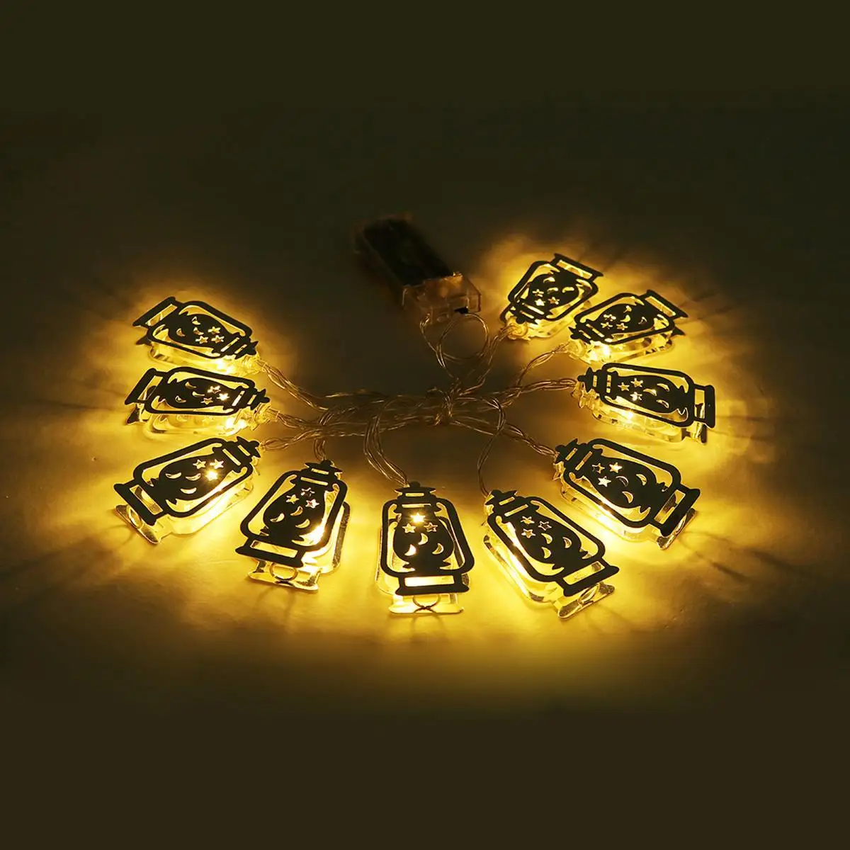 LED Lantern Decoration Battery Operated Golden Fanoos String Fairy Holiday Light for Party Home Islamic Eid Ramadan Decor
