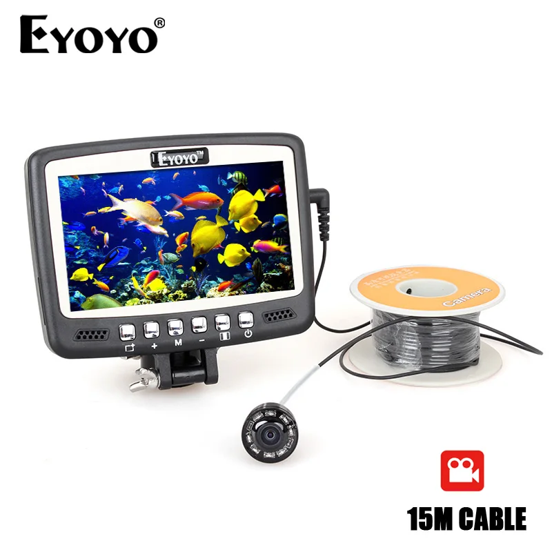 

Eyoyo Original 1000TVL Underwater Ice Fishing Camera 15M Fish Finder w/ Video Recording DVR 4.3'' Color LCD Monitor 8pcs IR LED