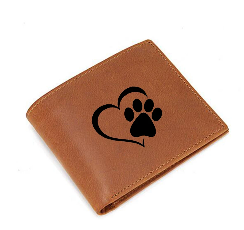 Мужской короткий кошелек с гравировкой Love The Dog Paw|Кошельки| |