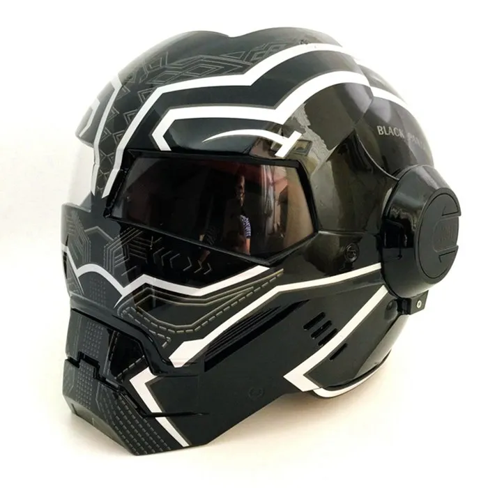 Яркая черная пантера MASEI 610 IRONMAN железный человек Шлем полушлем для мотоцикла открытый шлем Мотокросс Размеры s m l xl - Цвет: Bright Black