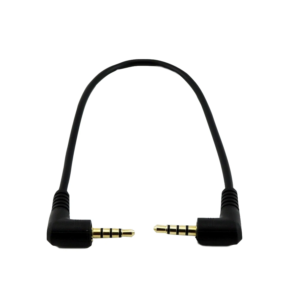 

1x Gold Plated Plug Stereo 3.5mm 4 Pole Male to Male Right Angle Plug M/M Audio Short Connector Cable Cord 20cm