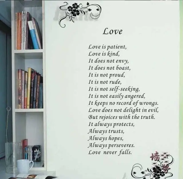 Image PS Love is Patient Love is Kind Home Decor Famous   Inspirational Wall Decals Love Quotes Bible Wedding Decorative Art Stickers