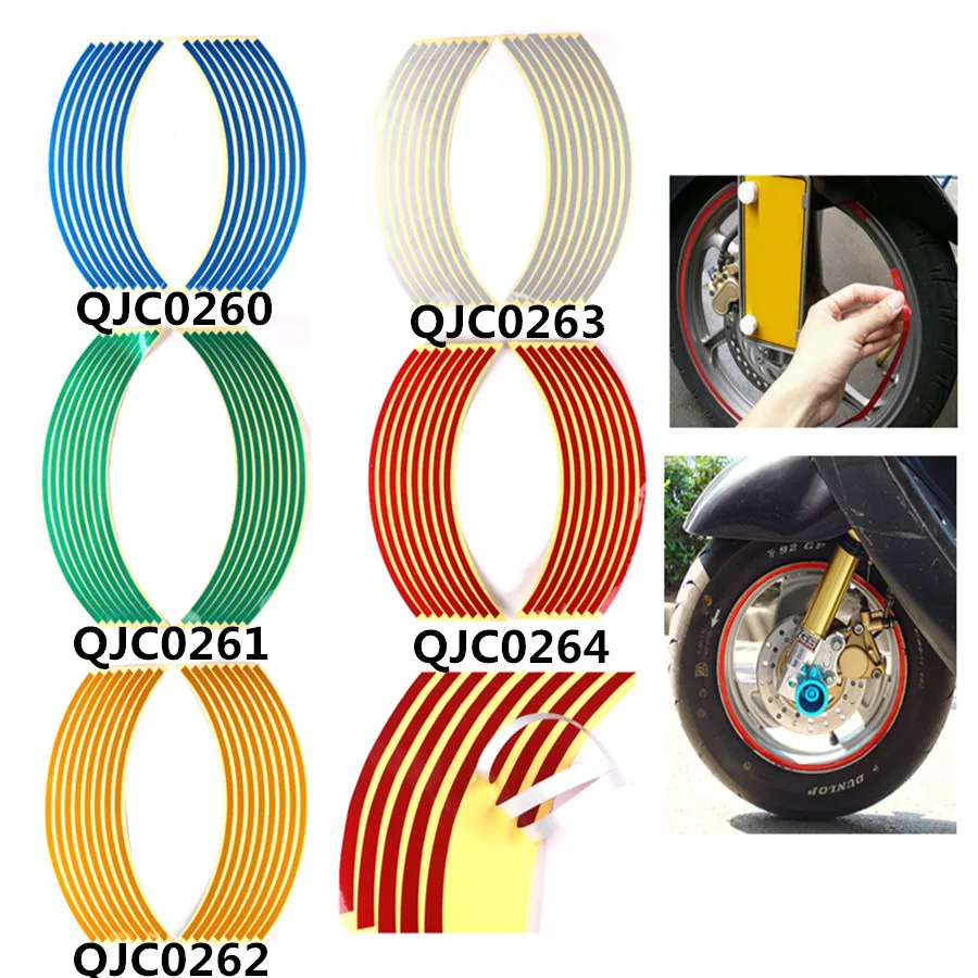 18 Inch Bike Reflective Motorcycle Car Sticker Wheel Decal Rim Tape 16 Strips Polyethylene