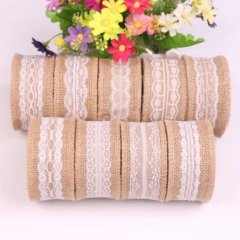 

2M 5cm Natural Jute Burlap Ribbon Rustic Vintage Baby Shower Wedding Decor Mariage Hessian Lace Jute Roll Party Supplies DIY .q