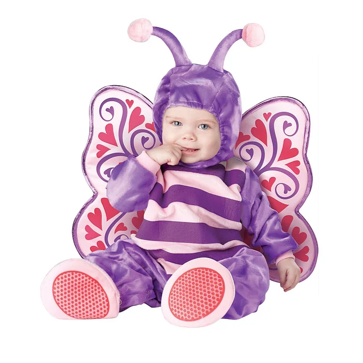 Дизайн, костюмы на Рождество и Хэллоуин для мальчиков, детские комбинезоны для маленьких девочек, комбинезоны с изображением животных павлина, одежда для малышей - Цвет: batterfly