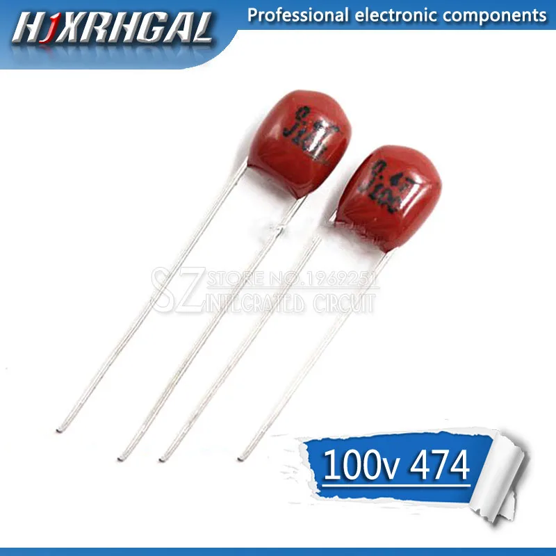 10 шт. 100V474J 0 47 мкФ 5% шаг 5 мм 470nf 474 100V CBB полипропиленовый пленочный конденсатор hjxrhgal