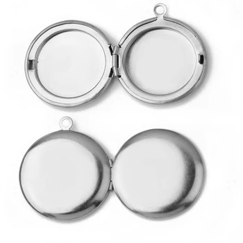 

Stainless Steel SUS Photo Locket Pendant Circle Locket European Charms DIY Findings Settings 27*31mm