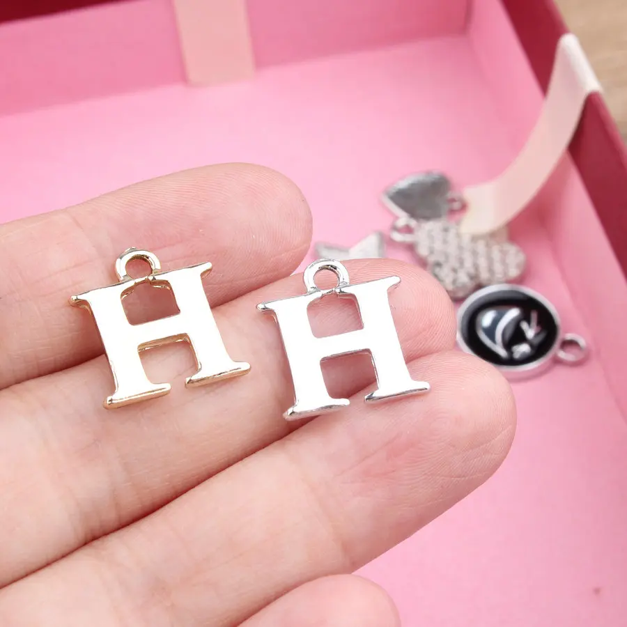

New Arrived Alloy Gold/Silvers Gold Tone Letters of Alphabets H Shape Charms Diy Jewelry necklace/Necklace Pendants Accessory