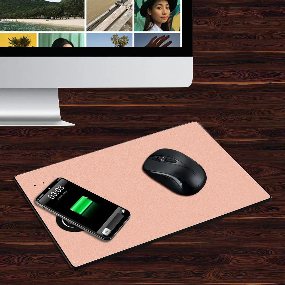 

For iPhone X/8/8 Plus Luxury Qi Wireless Charger Fast Charging 2 in 1 Mouse Pad