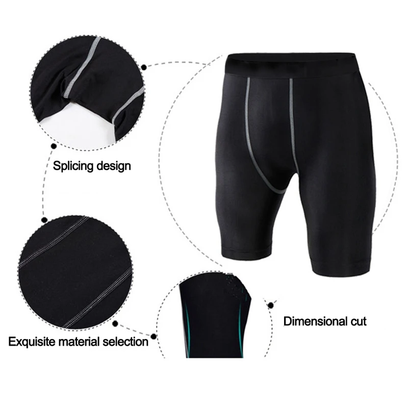 Мужские Компрессионные шорты для бега, эластичные, быстросохнущие, полиэстер, спортивные, базовый слой, колготки, Спортивное нижнее белье, шорты