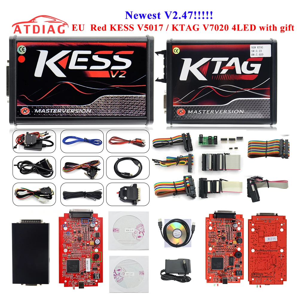 

2019 KESS V2.47 5.017 KESS V5.017 V2 Online Version NEW 4LED Red PCB KTAG 7.020 SW2.23 v2.25 Fully Protocols No Token Limited