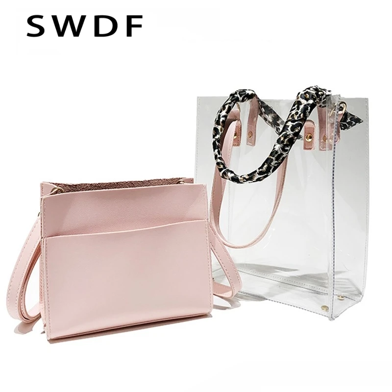 

SWDF Summer Candy Women Handbags Transparent Jelly Shoulder Bags Crossbody Bag For Women Tote Bags Beach Bags Bolsa Feminina