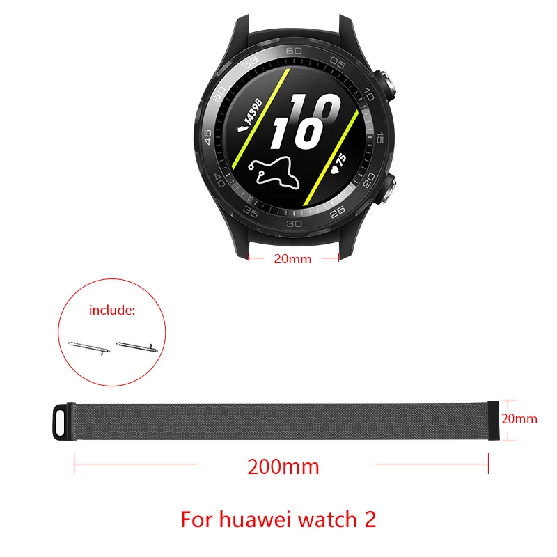 

20mm Milanese loop bracelet For huawei watch 2 Replacement strap Loopback magnetic buckle huawei watch strap adjustable size
