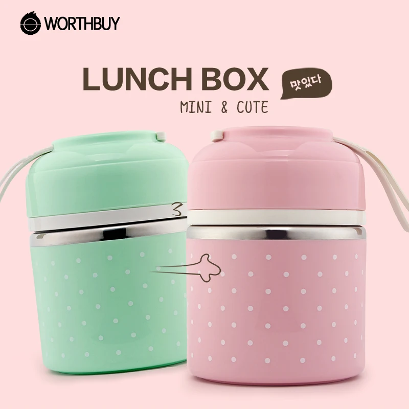 Portable Cute Mini Japanese Bento Box Leak-Proof Stainless Steel Thermal Lunch Boxs For Kids Picnic Container For Food Storage(China (Mainland))